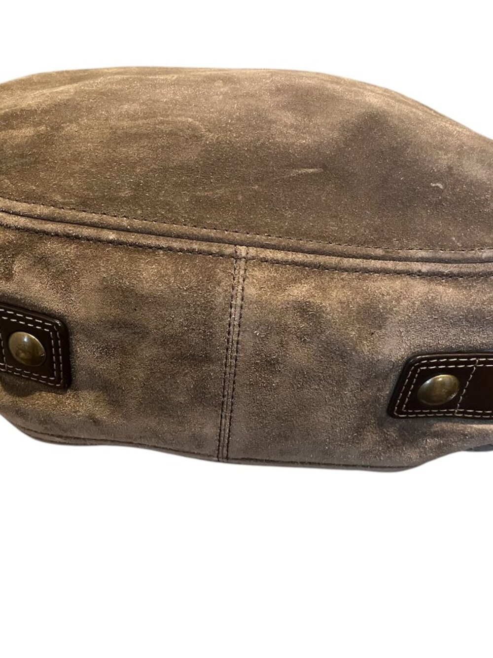 Coach Zoe Large Hobo Taupe Suede Brown Leather Trim Shoulder Bag Slouchy - Picture 4 of 9